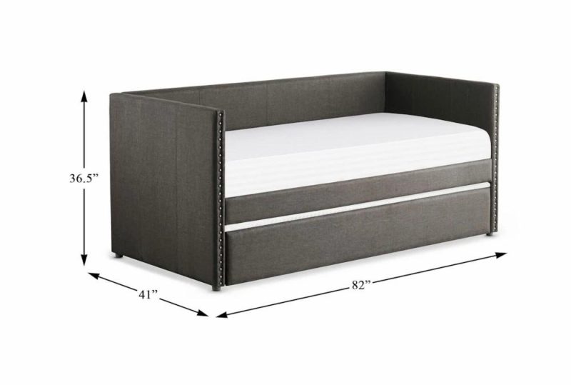 Daybeds |   Tulney Grey Twin Upholstered Daybed With Trundle Daybeds Daybeds