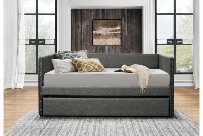 Daybeds |   Tulney Grey Twin Upholstered Daybed With Trundle Daybeds Daybeds