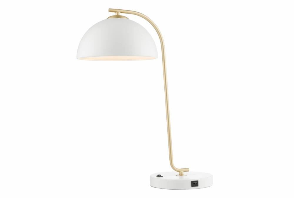 Desk Lamps |   22 Inch Gold/White Table Lamp With USB Desk Lamps Desk Lamps