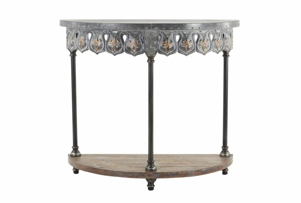 Entryway Furniture |   36″ Demilune Wood + Iron Entryway Console Table Entryway Furniture Entryway Furniture