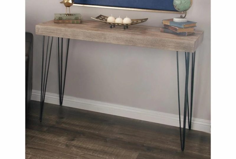 Entryway Furniture |   47″ Brown Wood + Metal Leg Entryway Console Table Entryway Furniture Entryway Furniture