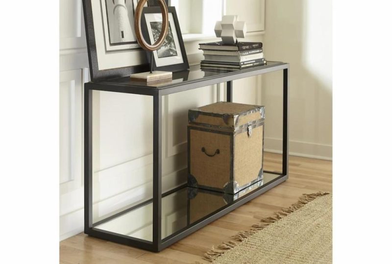 Entryway Furniture |   Ellis 60″ Smoked Glass + Metal Entryway Console Table Entryway Furniture Entryway Furniture