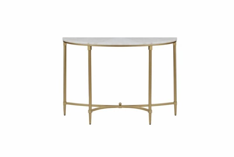 Entryway Furniture |   Lilly 43″ White Marble + Gold Leg Demilune Entryway Console Table Entryway Furniture Entryway Furniture