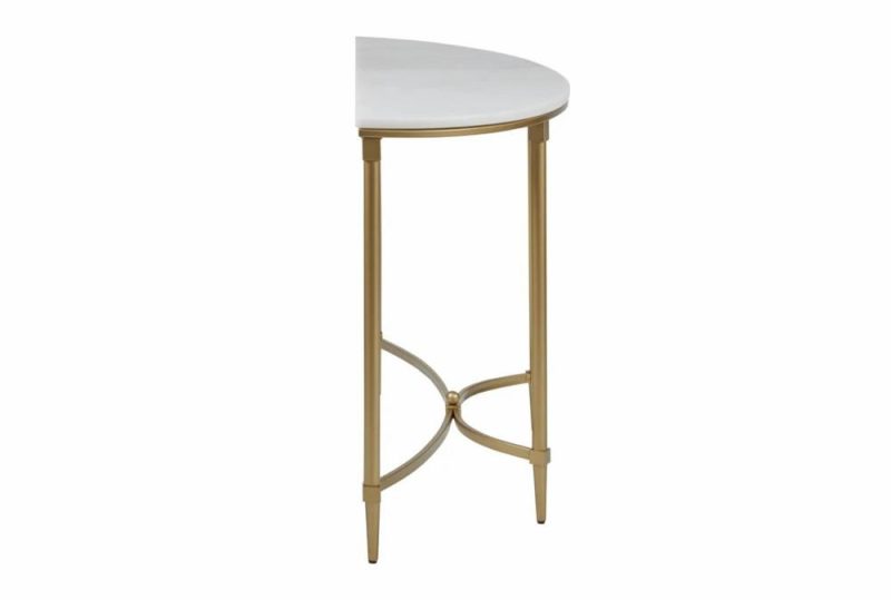 Entryway Furniture |   Lilly 43″ White Marble + Gold Leg Demilune Entryway Console Table Entryway Furniture Entryway Furniture