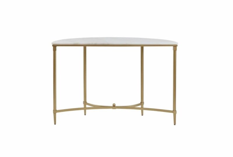 Entryway Furniture |   Lilly 43″ White Marble + Gold Leg Demilune Entryway Console Table Entryway Furniture Entryway Furniture