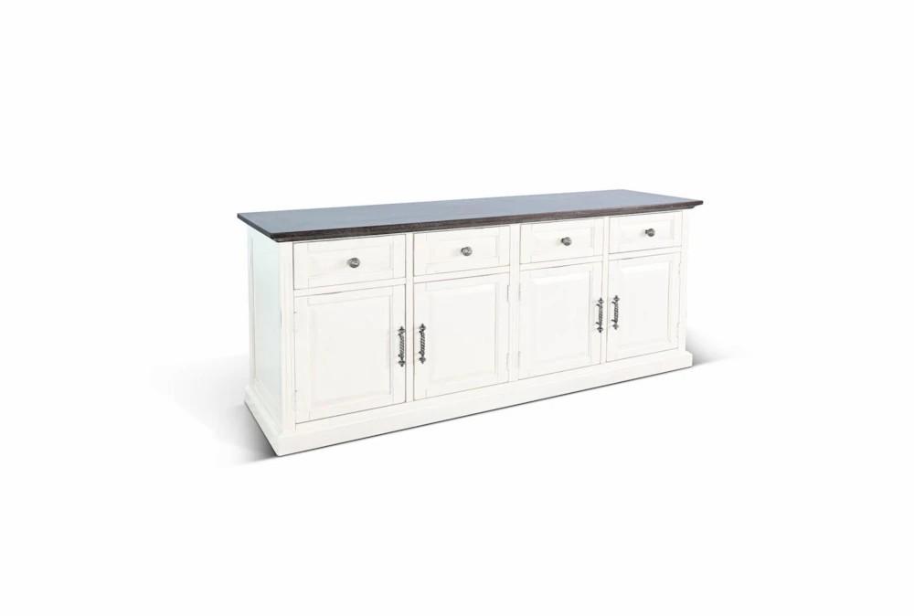 Filing Cabinets |   68″ Cottage White + Brown 4 Door 4 Drawer Storage Credenza Filing Cabinets Filing Cabinets