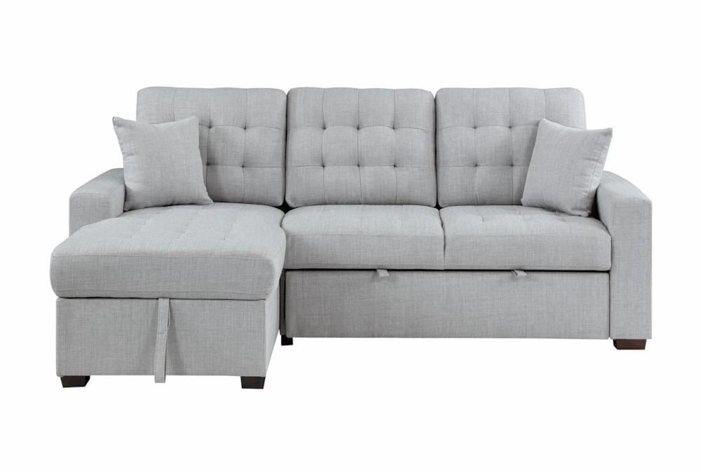 Futons |   Monroe Grey Fabric 2 Piece Convertible Futon Sleeper L-Shaped Sectional with Left Arm Facing Storage Chaise Futons Futons