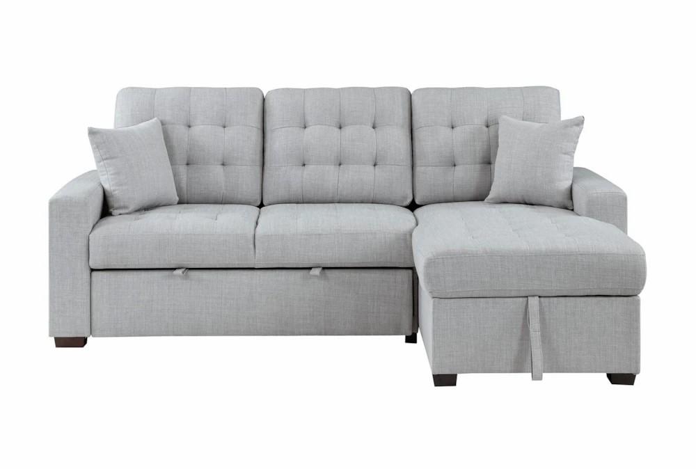 Futons |   Monroe Grey Fabric 2 Piece Convertible Futon Sleeper Sectional with Right Arm Facing Storage Chaise Futons Futons