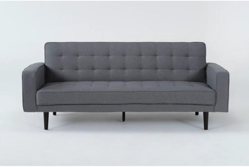 Futons |   Petula II Slate Grey Fabric 85″ Convertible Futon Sleeper Sofa Bed Futons Futons