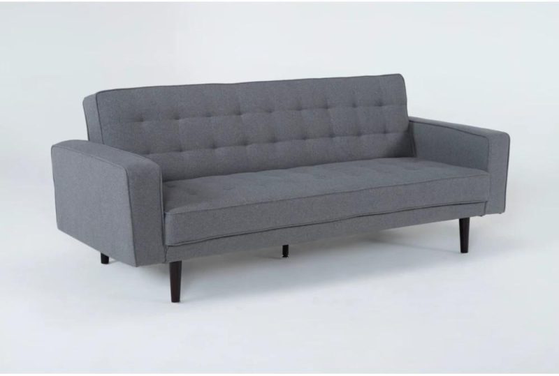 Futons |   Petula II Slate Grey Fabric 85″ Convertible Futon Sleeper Sofa Bed Futons Futons