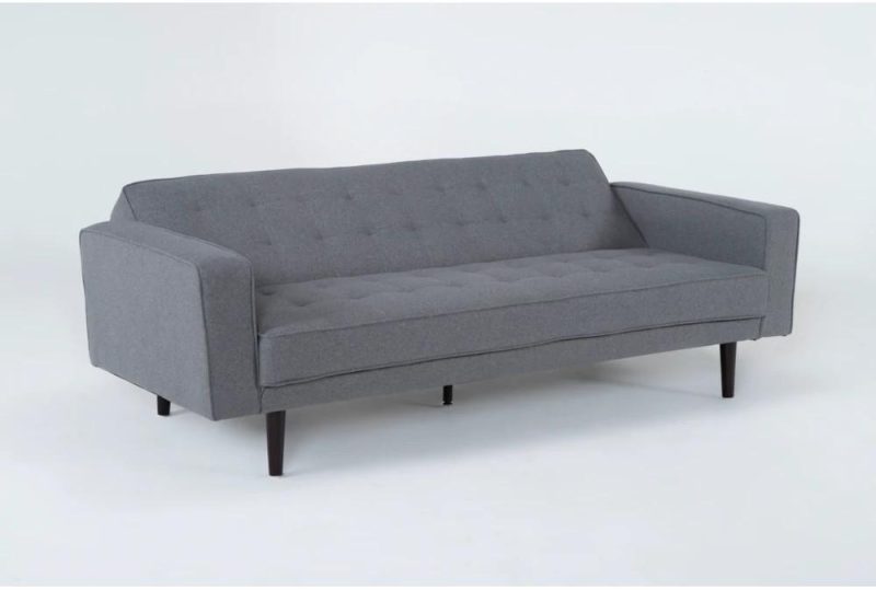 Futons |   Petula II Slate Grey Fabric 85″ Convertible Futon Sleeper Sofa Bed Futons Futons