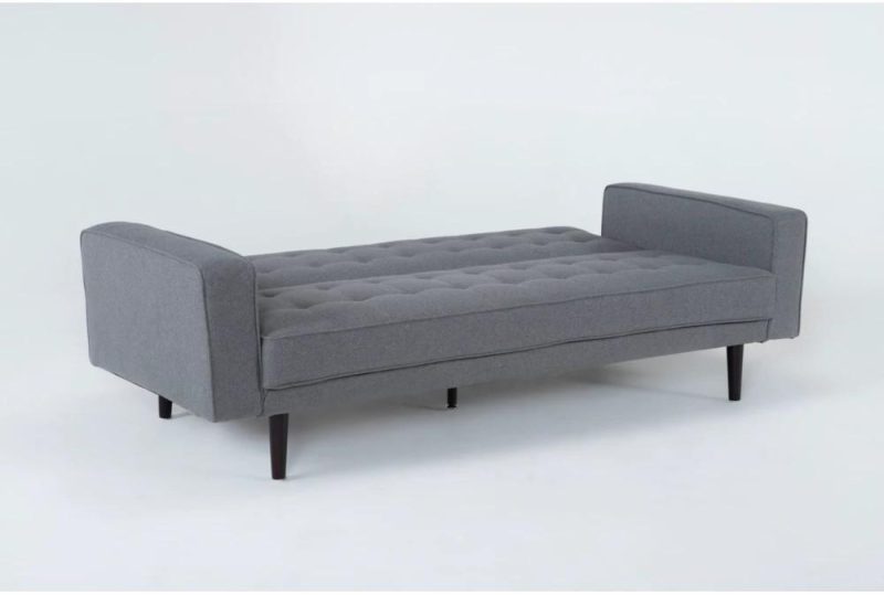 Futons |   Petula II Slate Grey Fabric 85″ Convertible Futon Sleeper Sofa Bed Futons Futons