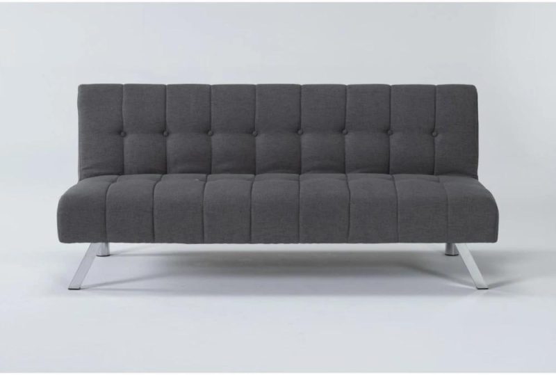 Futons |   Sawyer Grey Fabric Convertible Futon Sleeper Sofa Bed with Stainless Steel Legs Futons Futons