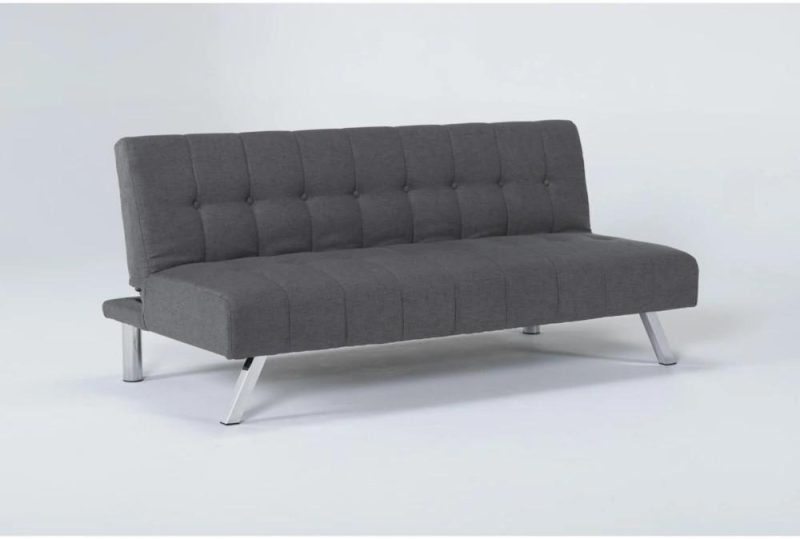 Futons |   Sawyer Grey Fabric Convertible Futon Sleeper Sofa Bed with Stainless Steel Legs Futons Futons