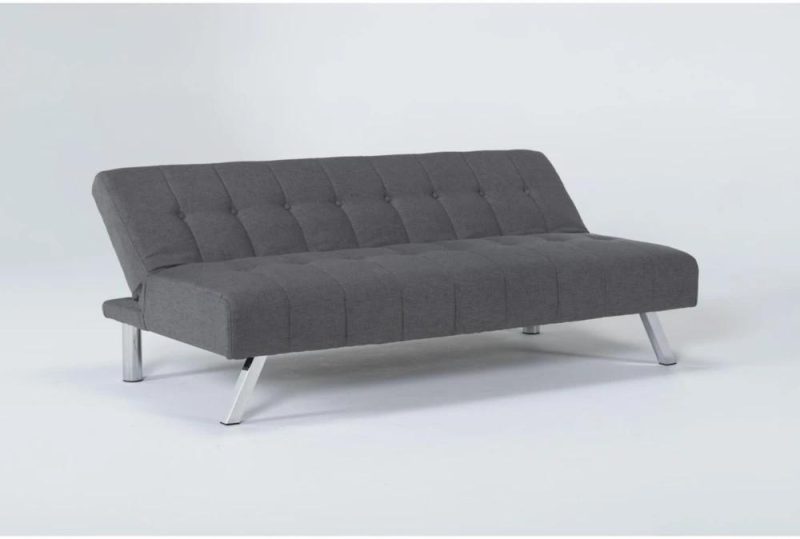 Futons |   Sawyer Grey Fabric Convertible Futon Sleeper Sofa Bed with Stainless Steel Legs Futons Futons