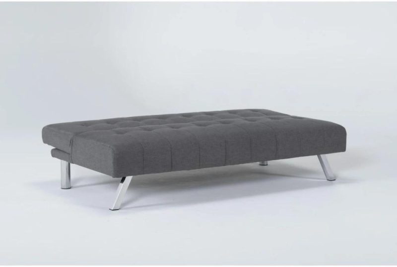 Futons |   Sawyer Grey Fabric Convertible Futon Sleeper Sofa Bed with Stainless Steel Legs Futons Futons