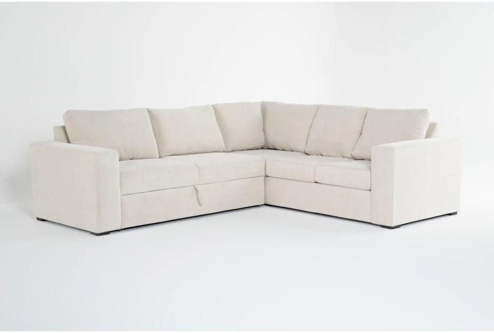 Futons |   Sebastian Cream White Fabric 109″ 2 Piece L-Shaped Sectional with Left Arm Facing Convertible Futon Sleeper Futons Futons