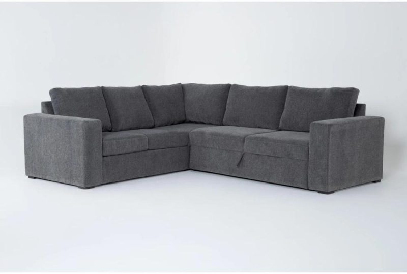 Futons |   Sebastian Slate Grey Fabric 109″ 2 Piece L-Shaped Sectional with Right Arm Facing Convertible Futon Sleeper Futons Futons