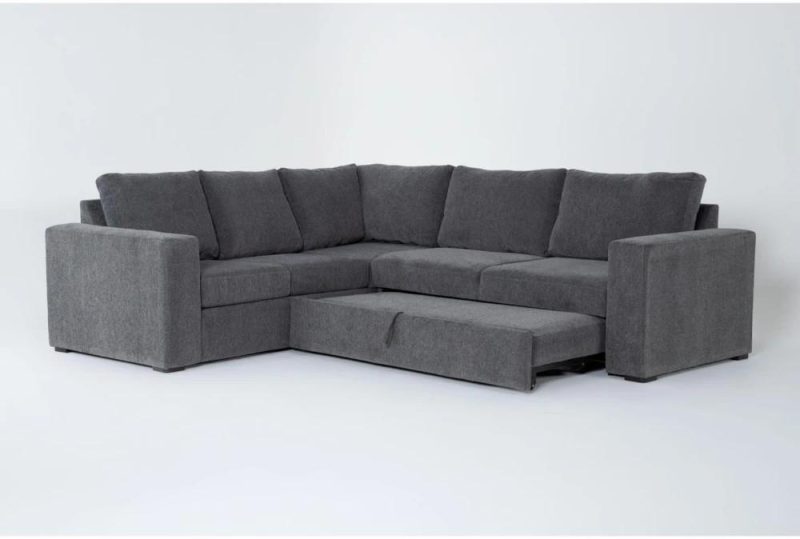 Futons |   Sebastian Slate Grey Fabric 109″ 2 Piece L-Shaped Sectional with Right Arm Facing Convertible Futon Sleeper Futons Futons