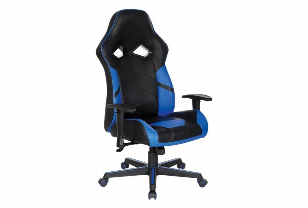 Gaming Chairs |   Zulu Black Rolling Office Gaming Desk Chair With Blue Accents & Adjustable Height Armrests Gaming Chairs Gaming Chairs