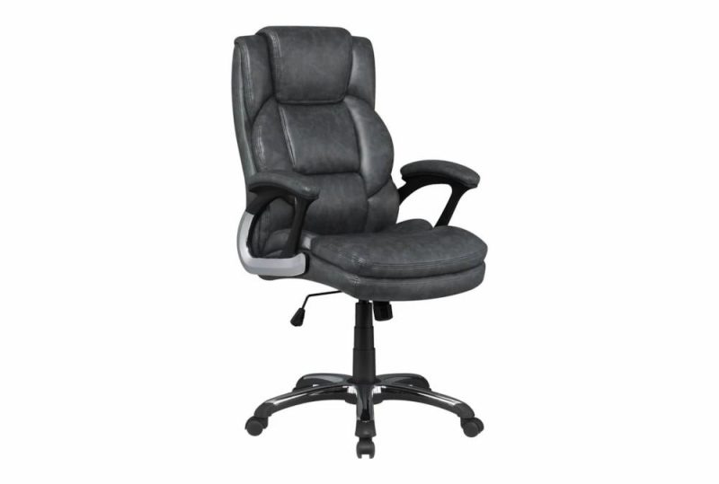 Gaming Furniture |   Julian Grey + Black With Padded Arms Adjusatable Rolling Office Desk Chair Gaming Furniture Gaming Furniture