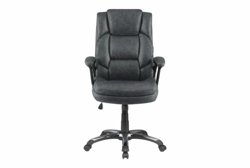 Gaming Furniture |   Julian Grey + Black With Padded Arms Adjusatable Rolling Office Desk Chair Gaming Furniture Gaming Furniture