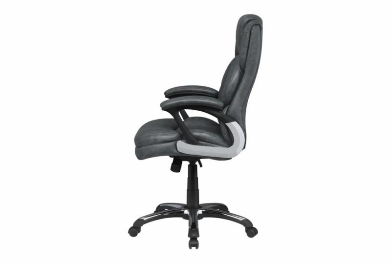 Gaming Furniture |   Julian Grey + Black With Padded Arms Adjusatable Rolling Office Desk Chair Gaming Furniture Gaming Furniture