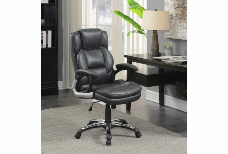 Gaming Furniture |   Julian Grey + Black With Padded Arms Adjusatable Rolling Office Desk Chair Gaming Furniture Gaming Furniture