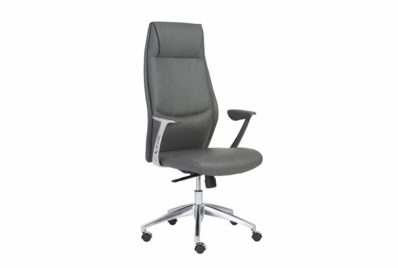 Gaming Furniture |   Karlstad Grey Faux Leather High Back Rolling Office Desk Chair Gaming Furniture Gaming Furniture