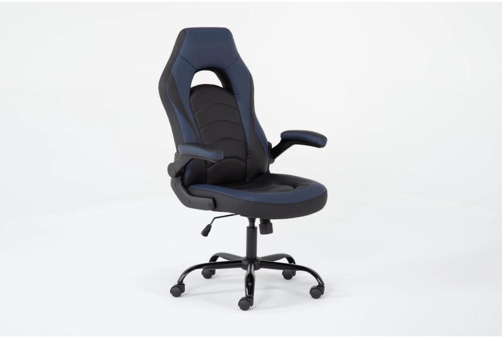 Gaming Furniture |   Loki Black & Blue Rolling Office Gaming Desk Chair Gaming Chairs Gaming Chairs