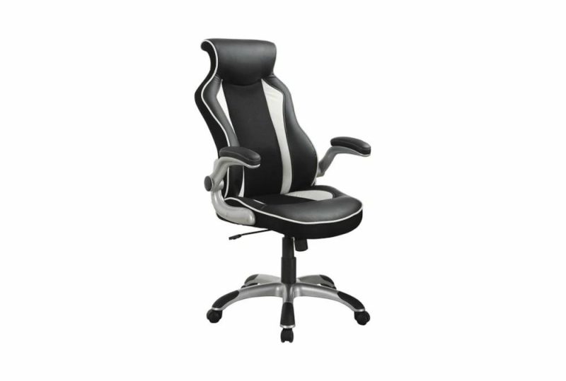 Gaming Furniture |   Reggie Black + Silver Adjustable Rolling Office Desk Chair Gaming Furniture Gaming Furniture