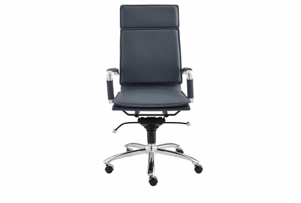 Gaming Furniture |   Skagen Blue Faux Leather And Chrome High Back Rolling Office Desk Chair Gaming Furniture Gaming Furniture