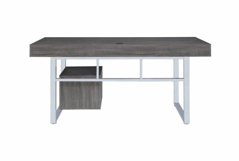 Gaming Furniture |   Wally Grey 65″ Writing Desk With 4 Drawers + 2 Shelves Gaming Furniture Gaming Furniture