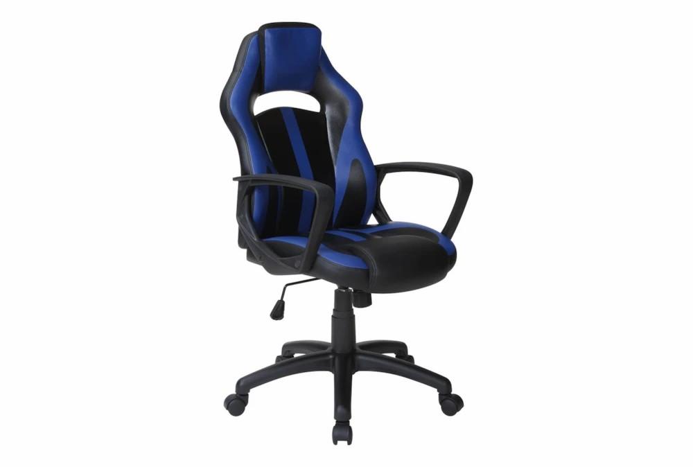 Gaming Furniture |   Zyair Black Faux Leather With Blue Rolling Office Gaming Desk Chair Gaming Furniture Gaming Furniture