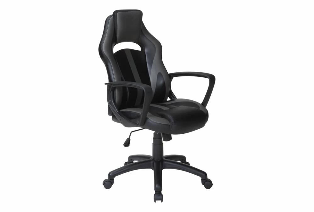 Gaming Furniture |   Zyair Black Faux Leather With Grey Rolling Office Gaming Desk Chair Gaming Furniture Gaming Furniture