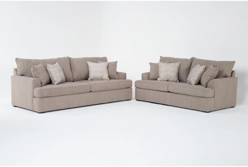 Living Room Sets |   Belinha II Taupe Beige Fabric 2 Piece Sofa & Condo Sofa Set Living Room Living Room Sets