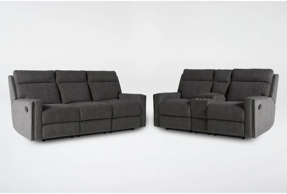 Living Room Sets |   Hewitt Grey 2 Piece Manual Reclining Sofa & Loveseat Set Living Room Living Room Sets