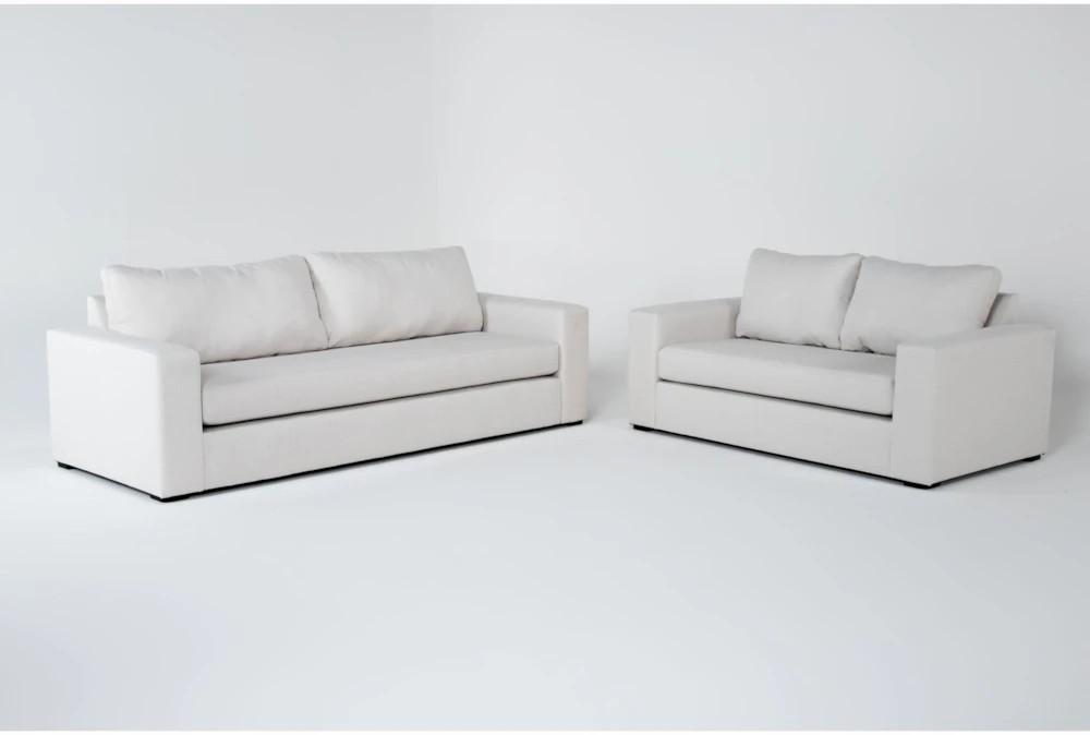 Living Room Sets |   Isabella Sand White Fabric 2 Piece 97″ Sofa & Loveseat Set Living Room Living Room Sets