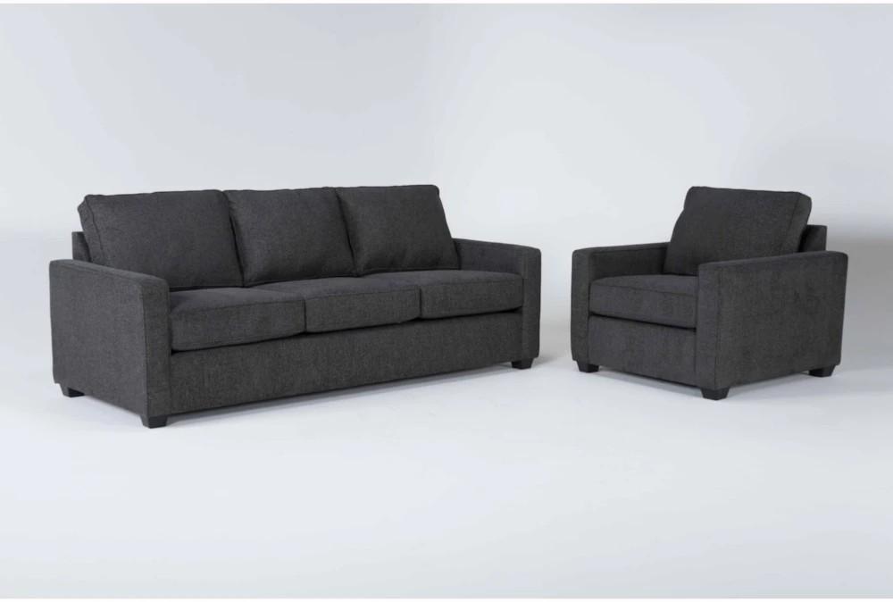 Living Room Sets |   Mathers Slate Grey Fabric 2 Piece Sofa & Arm Chair Set Living Room Living Room Sets