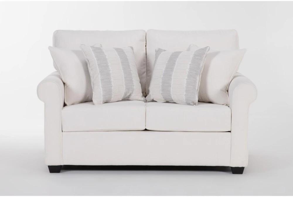 Loveseats |   Amora Ivory White Fabric Loveseat Living Room Loveseats