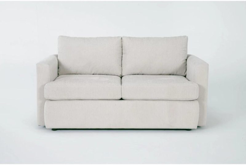 Loveseats |   Basil Porcelain White Fabric Loveseat Living Room Loveseats