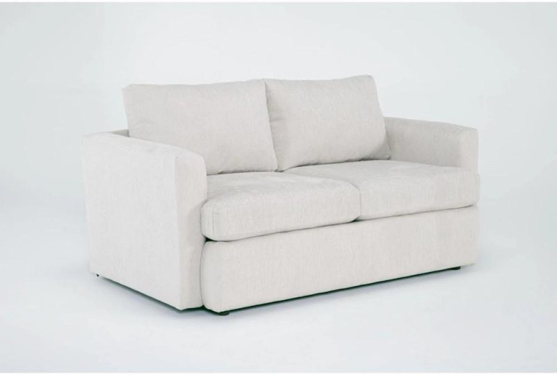 Loveseats |   Basil Porcelain White Fabric Loveseat Living Room Loveseats