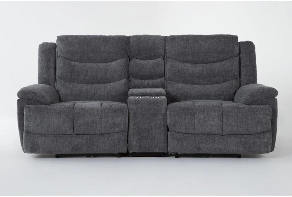 Loveseats |   Cruz Smoke Grey 3 Piece Power Reclining Modular Console Loveseat with Storage, Cupholders & USB Living Room Loveseats