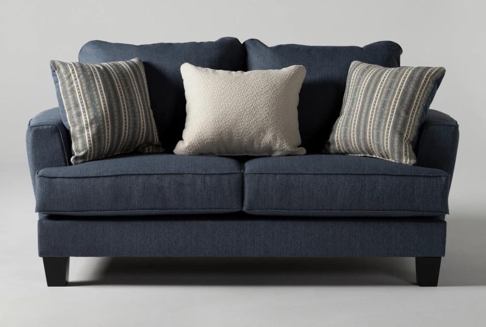 Loveseats |   Elijah II 75″ Fabric Blue Loveseat Living Room Loveseats