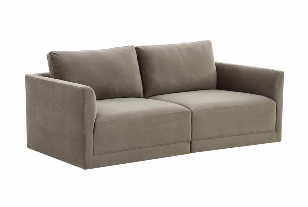 Loveseats |   Lyric Taupe Brown Velvet Fabric 74″ 2 Piece Modular Loveseat Living Room Loveseats