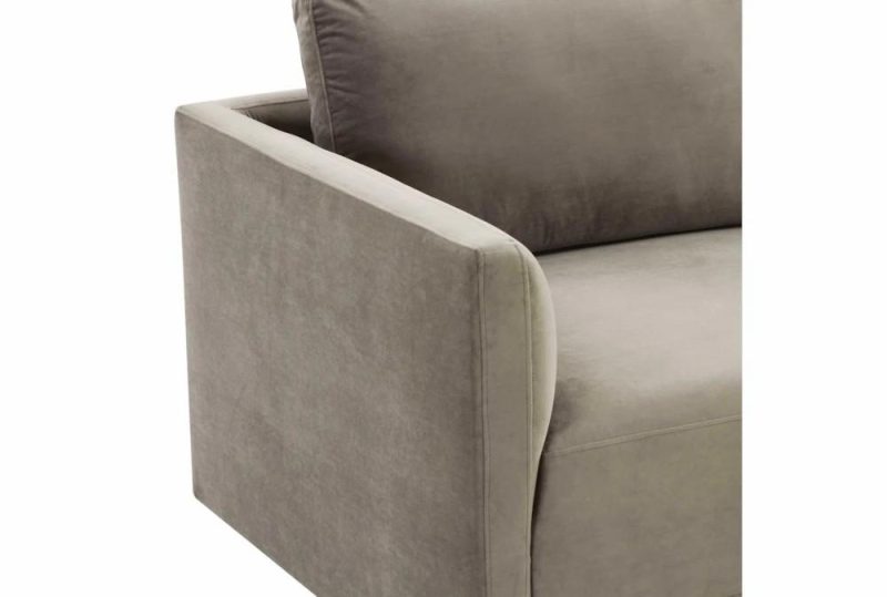 Loveseats |   Lyric Taupe Brown Velvet Fabric 74″ 2 Piece Modular Loveseat Living Room Loveseats