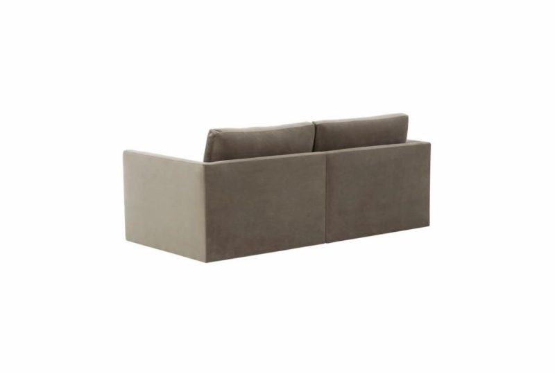 Loveseats |   Lyric Taupe Brown Velvet Fabric 74″ 2 Piece Modular Loveseat Living Room Loveseats