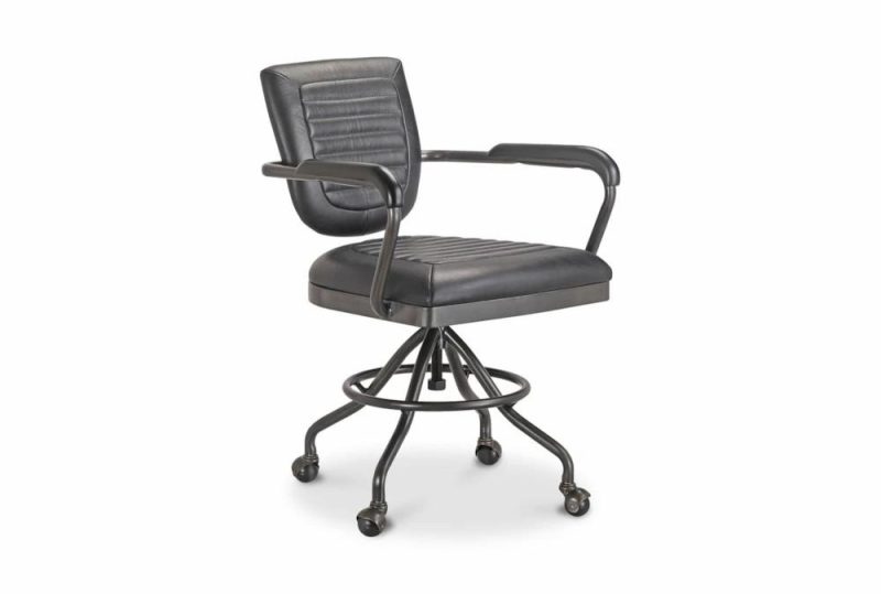 Office Chairs |   33″ Modern Black Armed Rolling Office Desk Chair Home Office Office Chairs