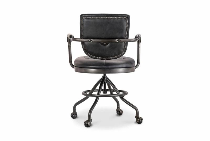 Office Chairs |   33″ Modern Black Armed Rolling Office Desk Chair Home Office Office Chairs