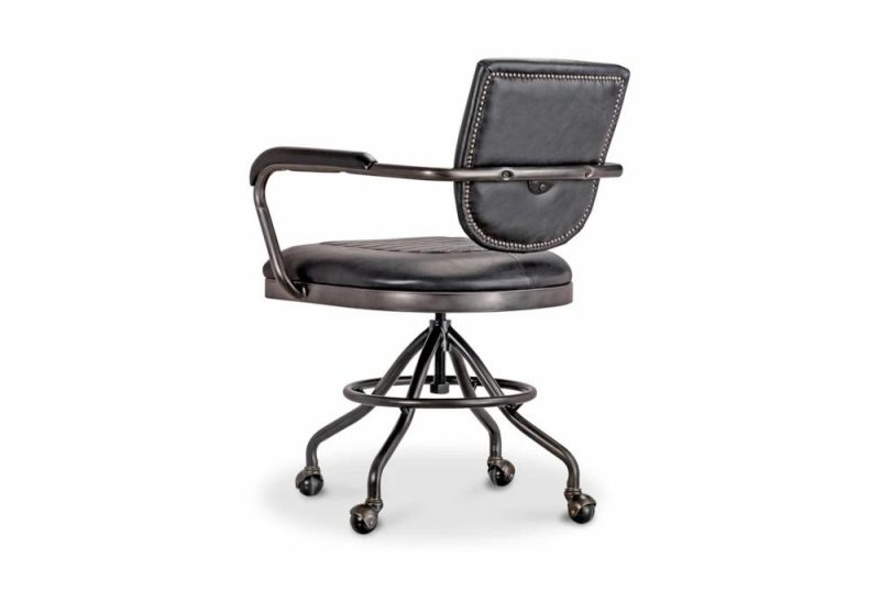 Office Chairs |   33″ Modern Black Armed Rolling Office Desk Chair Home Office Office Chairs